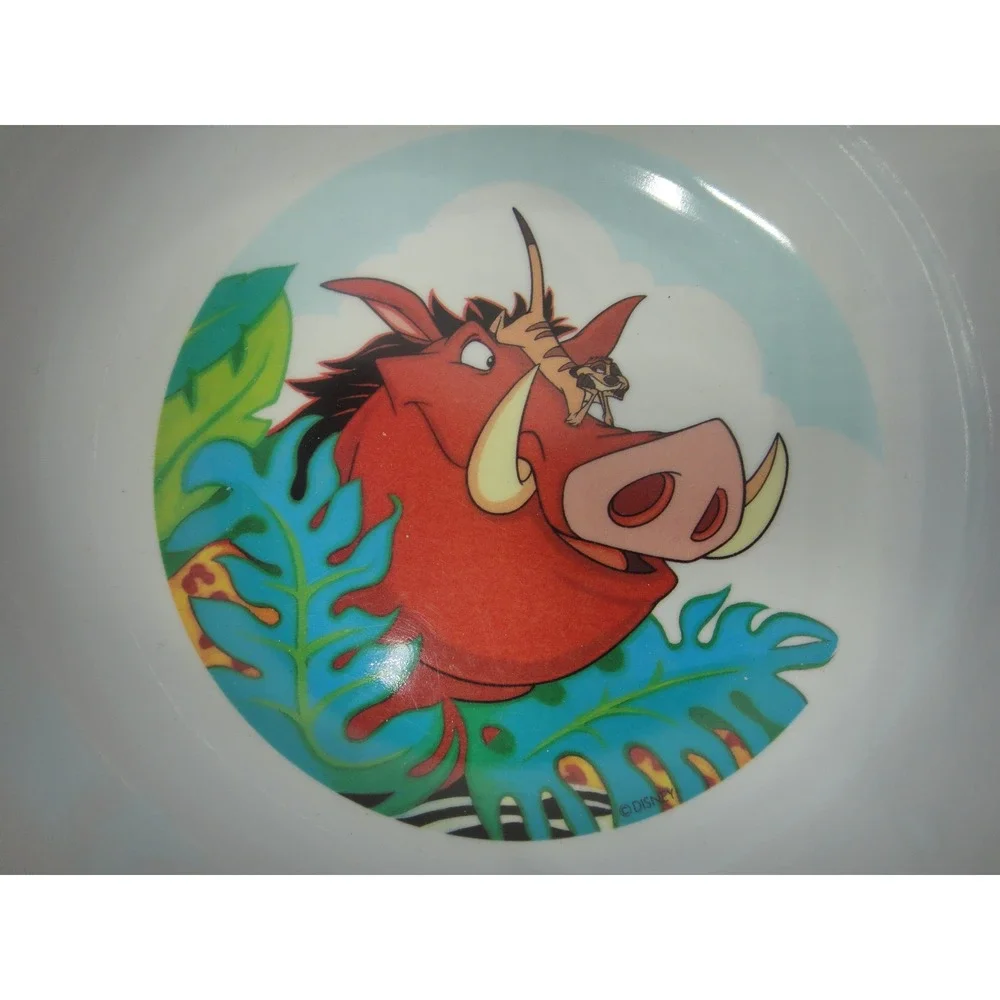 Zak Designs Disney Lion King Pumbaa Timon Melamine Bowl Blue Rim 5.5 Inch VTG